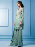 Zainab Chottani | Semi Formals | AQUA AND TEAL - by - Libasekhas UK - Registered Vendor of : Zainab Chottani - 100% Original Designer Dresss