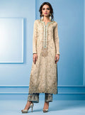 Zainab Chottani | Semi Formals | BEIGE AND TURQUOISE - by - Libasekhas UK - Registered Vendor of : Zainab Chottani - 100% Original Designer Dresss