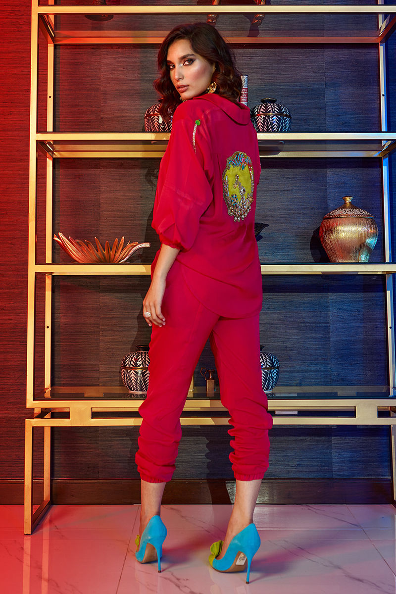 Wardha Saleem | Luxury Pret Fusion Wear | GOSSIP GIRL â HOT PINK CO-ORD SET - by - Libasekhas UK - Registered Vendor of : Wardha Saleem - 100% Original Designer Dresss