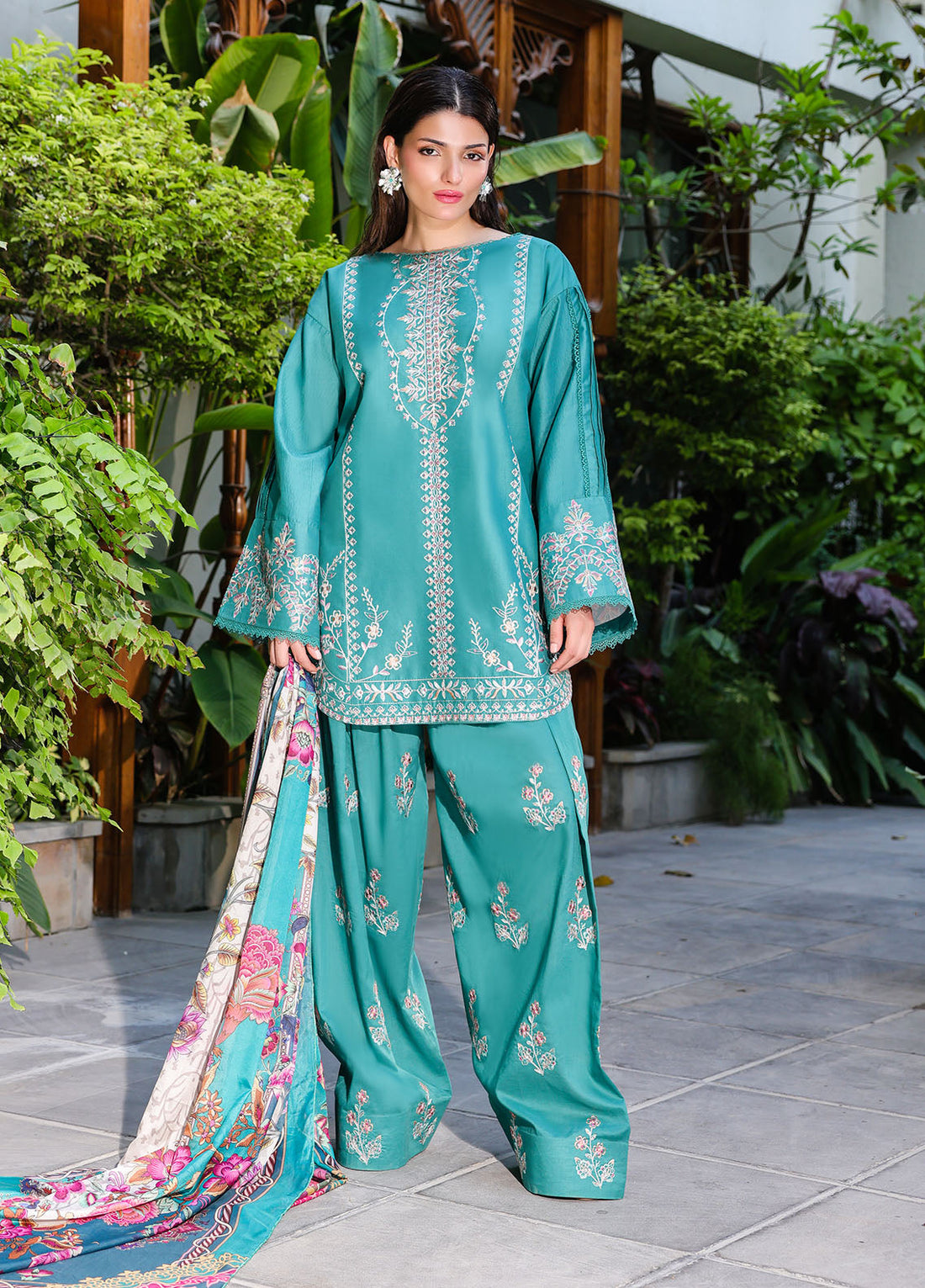 Sahane | Lovent Embroidered Pret 25 | ME23009 Verdelia - by - Libasekhas UK - Registered Vendor of : Sahane - 100% Original Designer Dresss