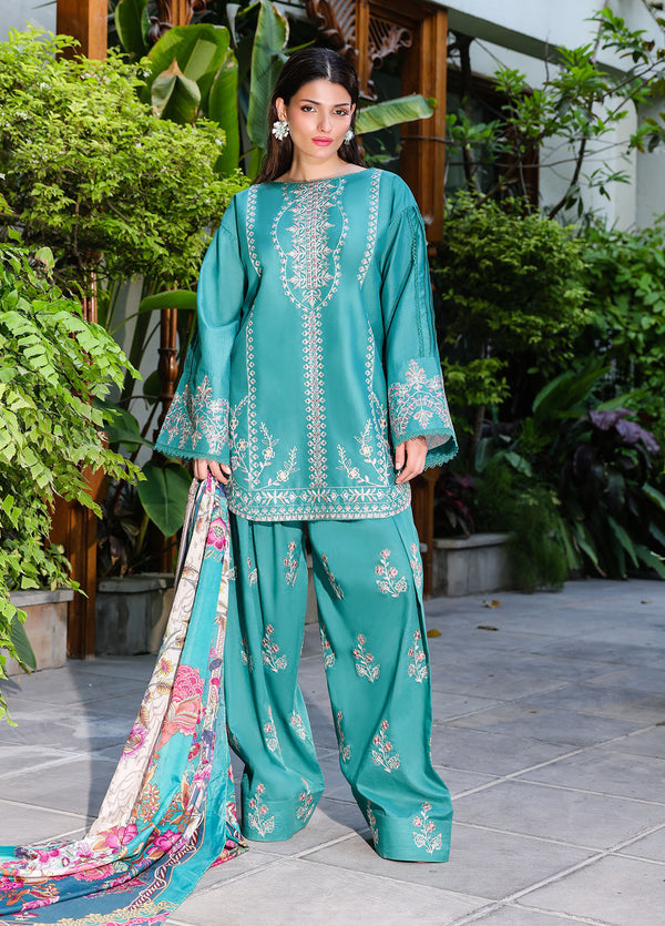 Sahane | Lovent Embroidered Pret 25 | ME23009 Verdelia - by - Libasekhas UK - Registered Vendor of : Sahane - 100% Original Designer Dresss