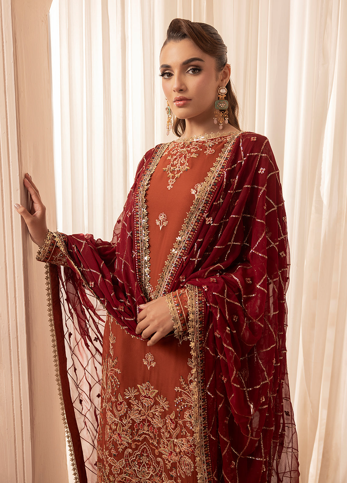Sahane | Elyssa Festive Chiffon | CT-19007 Dune - ELYSSA - by - Libasekhas UK - Registered Vendor of : Sahane - 100% Original Designer Dresss