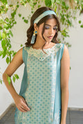 Fatima Khan | Eid Digital Silk Prints |   Teal Tropics - by - Libasekhas UK - Registered Vendor of : Fatima Khan - 100% Original Designer Dresss