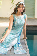 Fatima Khan | Eid Digital Silk Prints |   Teal Tropics - by - Libasekhas UK - Registered Vendor of : Fatima Khan - 100% Original Designer Dresss