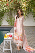 Fatima Khan | Eid Digital Silk Prints |   Oriental Peach - by - Libasekhas UK - Registered Vendor of : Fatima Khan - 100% Original Designer Dresss