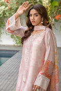 Fatima Khan | Eid Digital Silk Prints |   Oriental Peach - by - Libasekhas UK - Registered Vendor of : Fatima Khan - 100% Original Designer Dresss