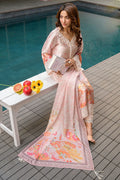 Fatima Khan | Eid Digital Silk Prints |   Oriental Peach - by - Libasekhas UK - Registered Vendor of : Fatima Khan - 100% Original Designer Dresss