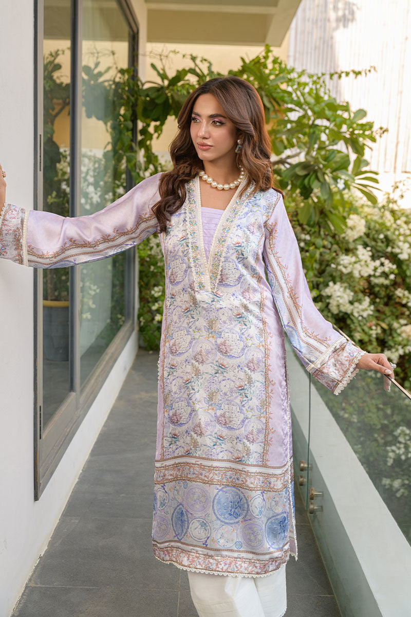 Fatima Khan | Eid Digital Silk Prints |   Aqua Coral - by - Libasekhas UK - Registered Vendor of : Fatima Khan - 100% Original Designer Dresss