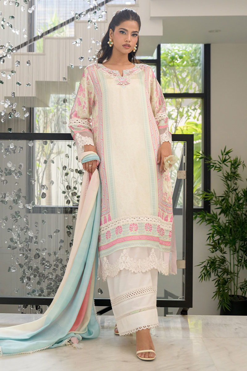 Fatima Khan | Eid Digital Silk Prints |   Sage Orchid - by - Libasekhas UK - Registered Vendor of : Fatima Khan - 100% Original Designer Dresss