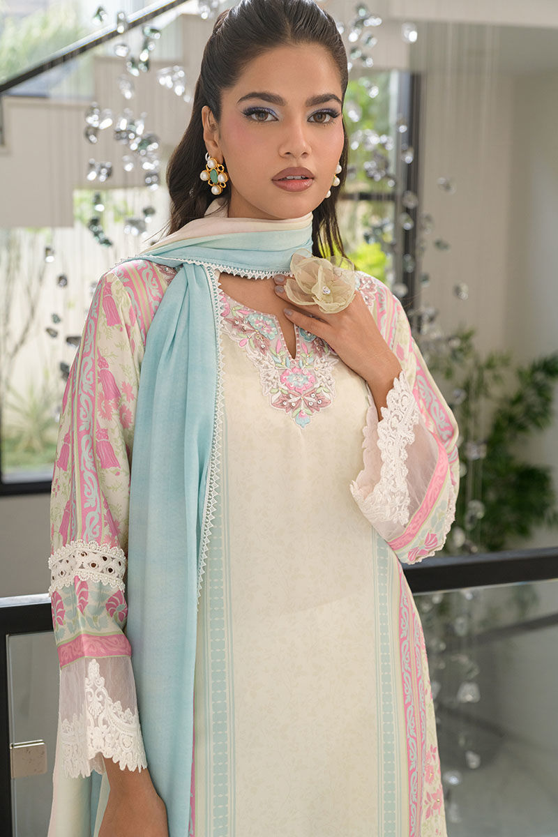 Fatima Khan | Eid Digital Silk Prints |   Sage Orchid - by - Libasekhas UK - Registered Vendor of : Fatima Khan - 100% Original Designer Dresss