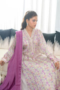 Fatima Khan | Eid Digital Silk Prints | Lavender Ivory - by - Libasekhas UK - Registered Vendor of : Fatima Khan - 100% Original Designer Dresss