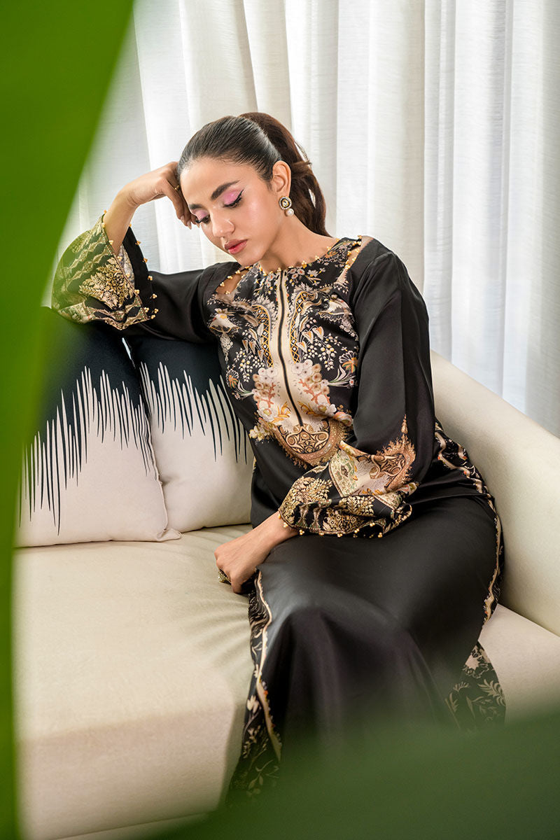 Fatima Khan | Eid Digital Silk Prints |   Black Opal - by - Libasekhas UK - Registered Vendor of : Fatima Khan - 100% Original Designer Dresss