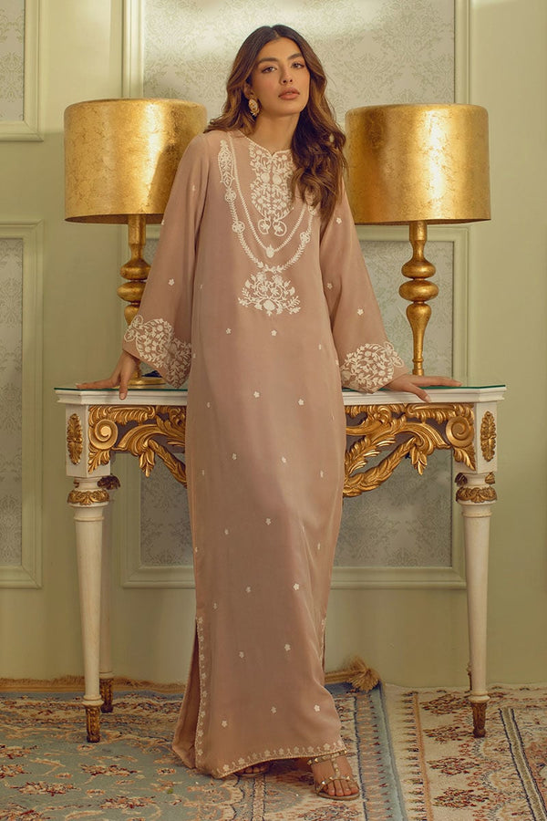 Ansab Jahangir | Summer Kaftans | Taupe Magic - by Libasekhas UK - Registered Vendor of : Ansab Jahangir - 100% Original Designer Dress