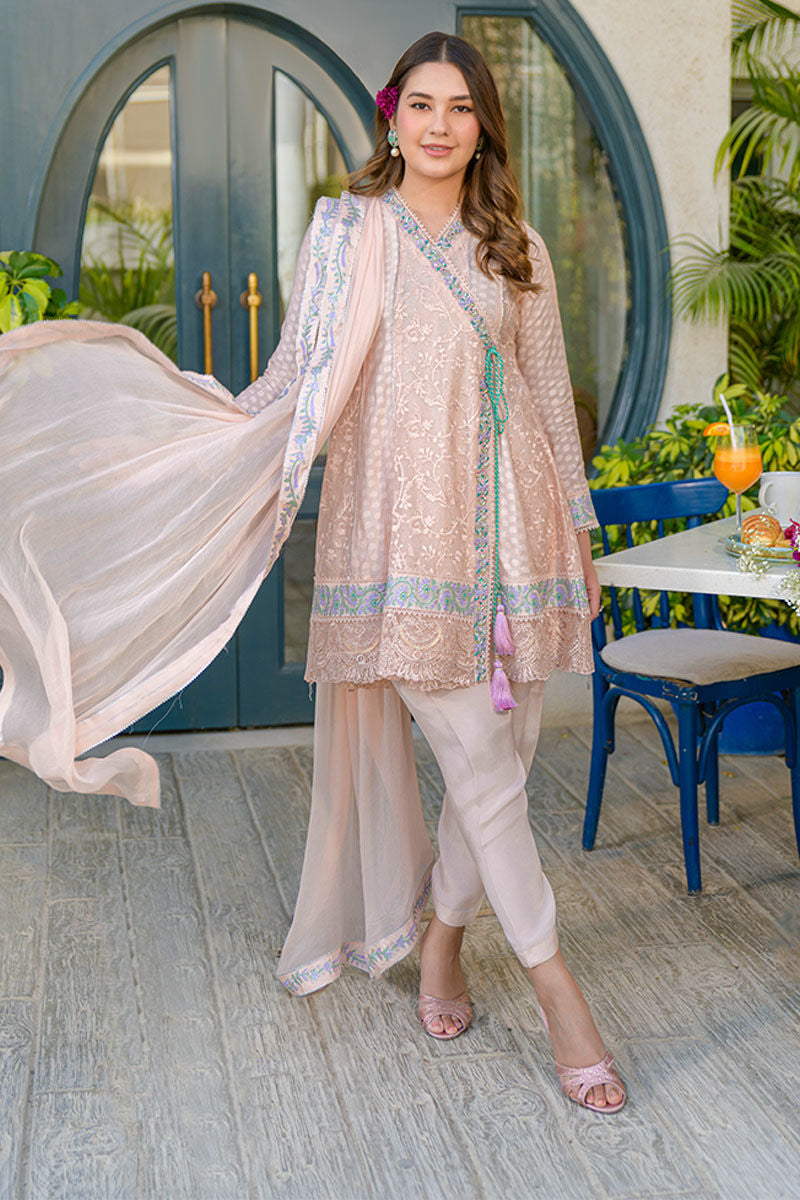 Fatima Khan | La Fleur Eid Edit | Peach Please - by - Libasekhas UK - Registered Vendor of : Fatima Khan - 100% Original Designer Dresss