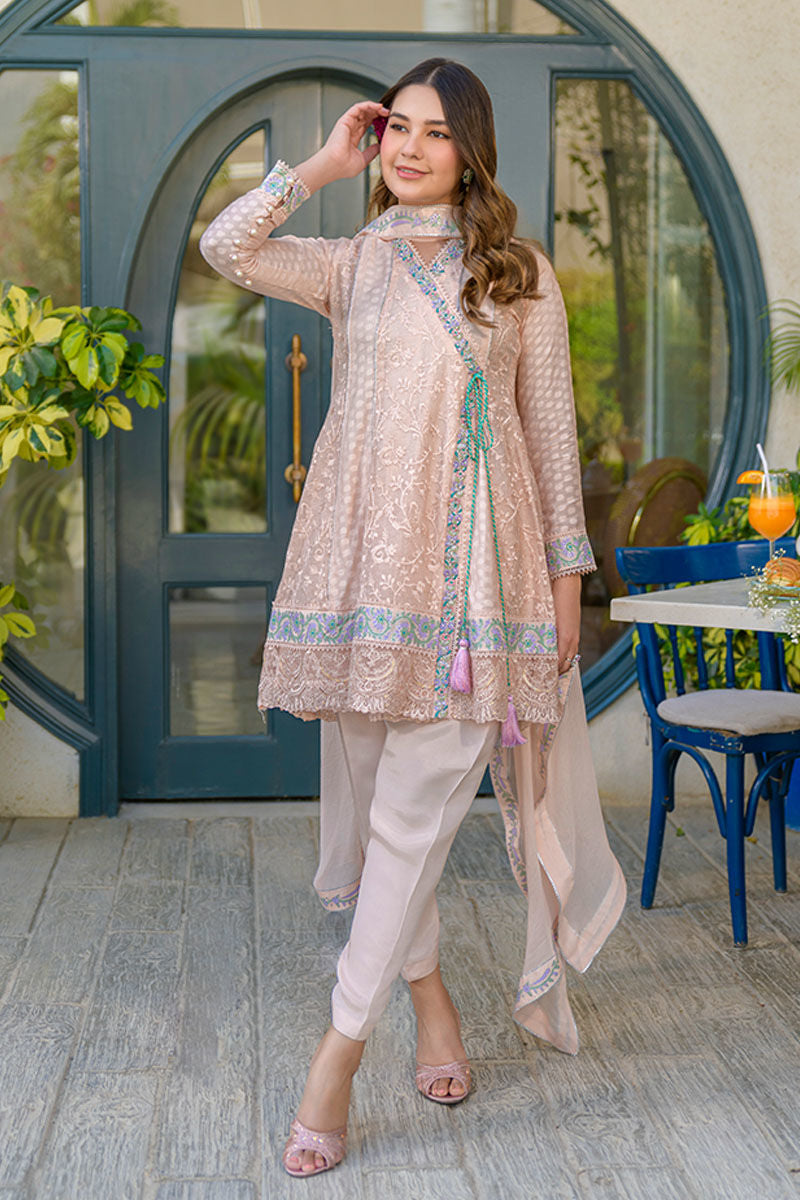 Fatima Khan | La Fleur Eid Edit | Peach Please - by - Libasekhas UK - Registered Vendor of : Fatima Khan - 100% Original Designer Dresss