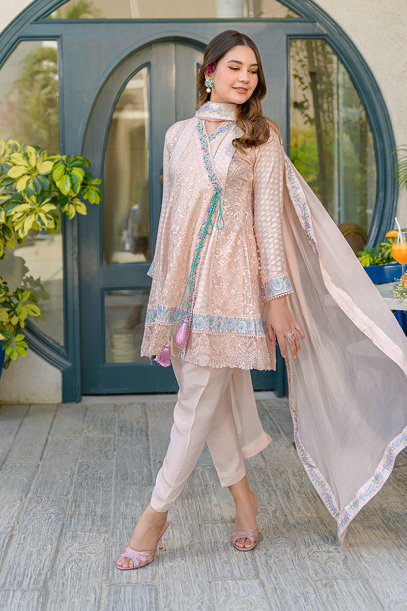 Fatima Khan | La Fleur Eid Edit | Peach Please - by - Libasekhas UK - Registered Vendor of : Fatima Khan - 100% Original Designer Dresss