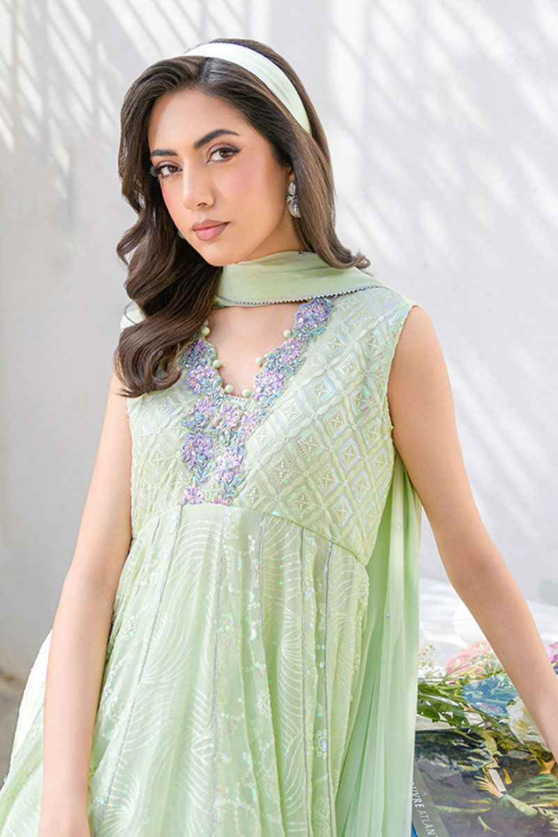 Fatima Khan | La Fleur Eid Edit | Pale Pistachio - by - Libasekhas UK - Registered Vendor of : Fatima Khan - 100% Original Designer Dresss