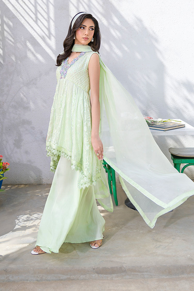 Fatima Khan | La Fleur Eid Edit | Pale Pistachio - by - Libasekhas UK - Registered Vendor of : Fatima Khan - 100% Original Designer Dresss