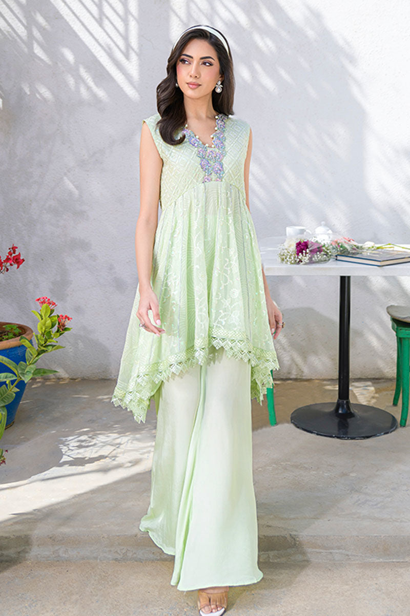 Fatima Khan | La Fleur Eid Edit | Pale Pistachio - by - Libasekhas UK - Registered Vendor of : Fatima Khan - 100% Original Designer Dresss