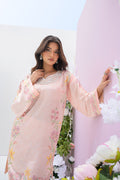 Fatima Khan | Eid Digital Silk Prints | Peach Blossoms - by - Libasekhas UK - Registered Vendor of : Fatima Khan - 100% Original Designer Dresss