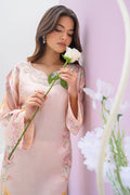 Fatima Khan | Eid Digital Silk Prints | Peach Blossoms - by - Libasekhas UK - Registered Vendor of : Fatima Khan - 100% Original Designer Dresss