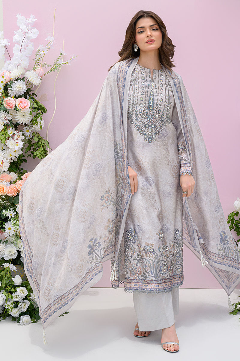 Fatima Khan | Eid Digital Silk Prints |   Moonlit Grace - by - Libasekhas UK - Registered Vendor of : Fatima Khan - 100% Original Designer Dresss