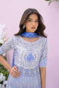 Fatima Khan | Prints and Petals | Azure Blue - by Libasekhas UK - Registered Vendor of : Fatima Khan - 100% Original Designer Dress