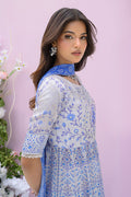 Fatima Khan | Eid Digital Silk Prints | Azure Blue - by - Libasekhas UK - Registered Vendor of : Fatima Khan - 100% Original Designer Dresss