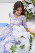 Fatima Khan | Prints and Petals | Azure Blue - by Libasekhas UK - Registered Vendor of : Fatima Khan - 100% Original Designer Dress