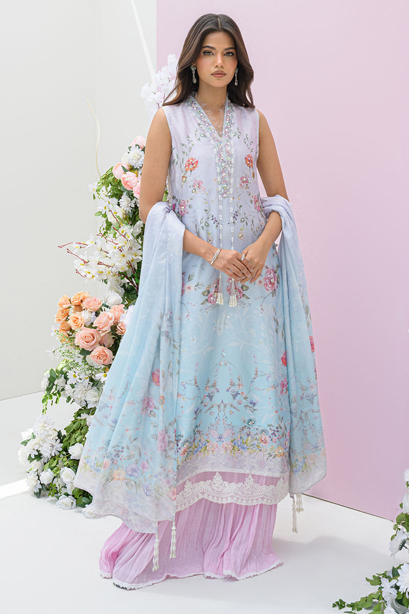 Fatima Khan | Eid Digital Silk Prints | Skye - by - Libasekhas UK - Registered Vendor of : Fatima Khan - 100% Original Designer Dresss