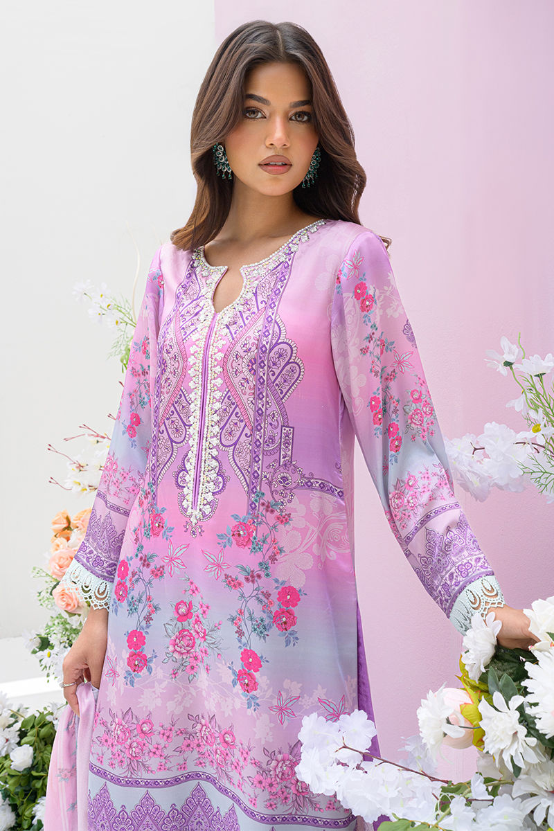 Fatima Khan | Eid Digital Silk Prints |   Gardenia - by - Libasekhas UK - Registered Vendor of : Fatima Khan - 100% Original Designer Dresss