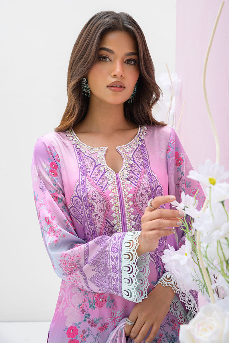 Fatima Khan | Eid Digital Silk Prints |   Gardenia - by - Libasekhas UK - Registered Vendor of : Fatima Khan - 100% Original Designer Dresss
