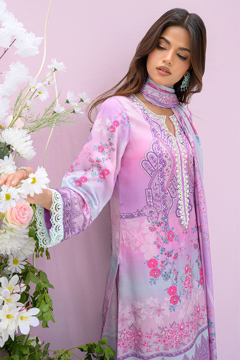 Fatima Khan | Eid Digital Silk Prints |   Gardenia - by - Libasekhas UK - Registered Vendor of : Fatima Khan - 100% Original Designer Dresss