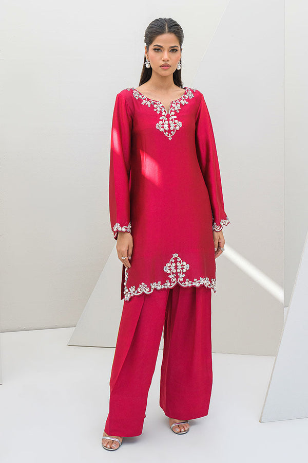 Fatima Khan | Serene Eid Luxe Pret | Ruby Rouge - by - Libasekhas UK - Registered Vendor of : Fatima Khan - 100% Original Designer Dresss