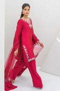 Fatima Khan | Serene Eid Luxe Pret | Ruby Rouge - by - Libasekhas UK - Registered Vendor of : Fatima Khan - 100% Original Designer Dresss