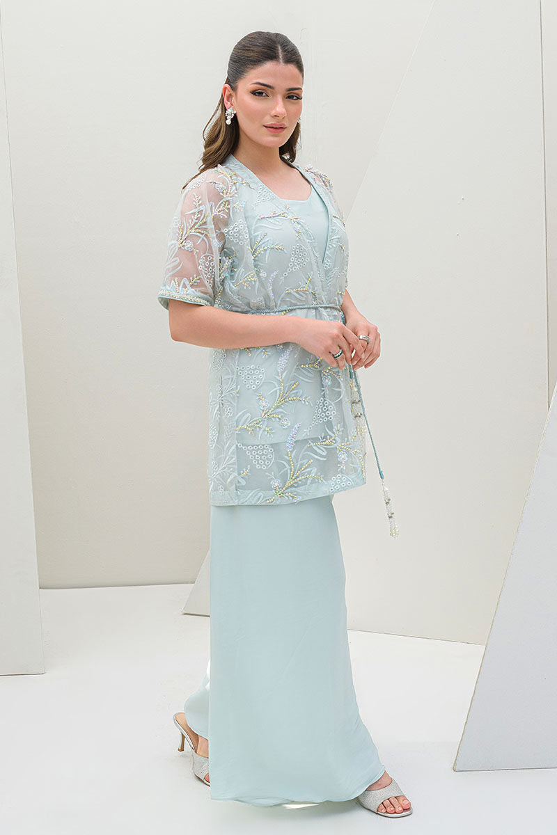 Fatima Khan | Serene Eid Luxe Pret | Luscious Aqua - by - Libasekhas UK - Registered Vendor of : Fatima Khan - 100% Original Designer Dresss