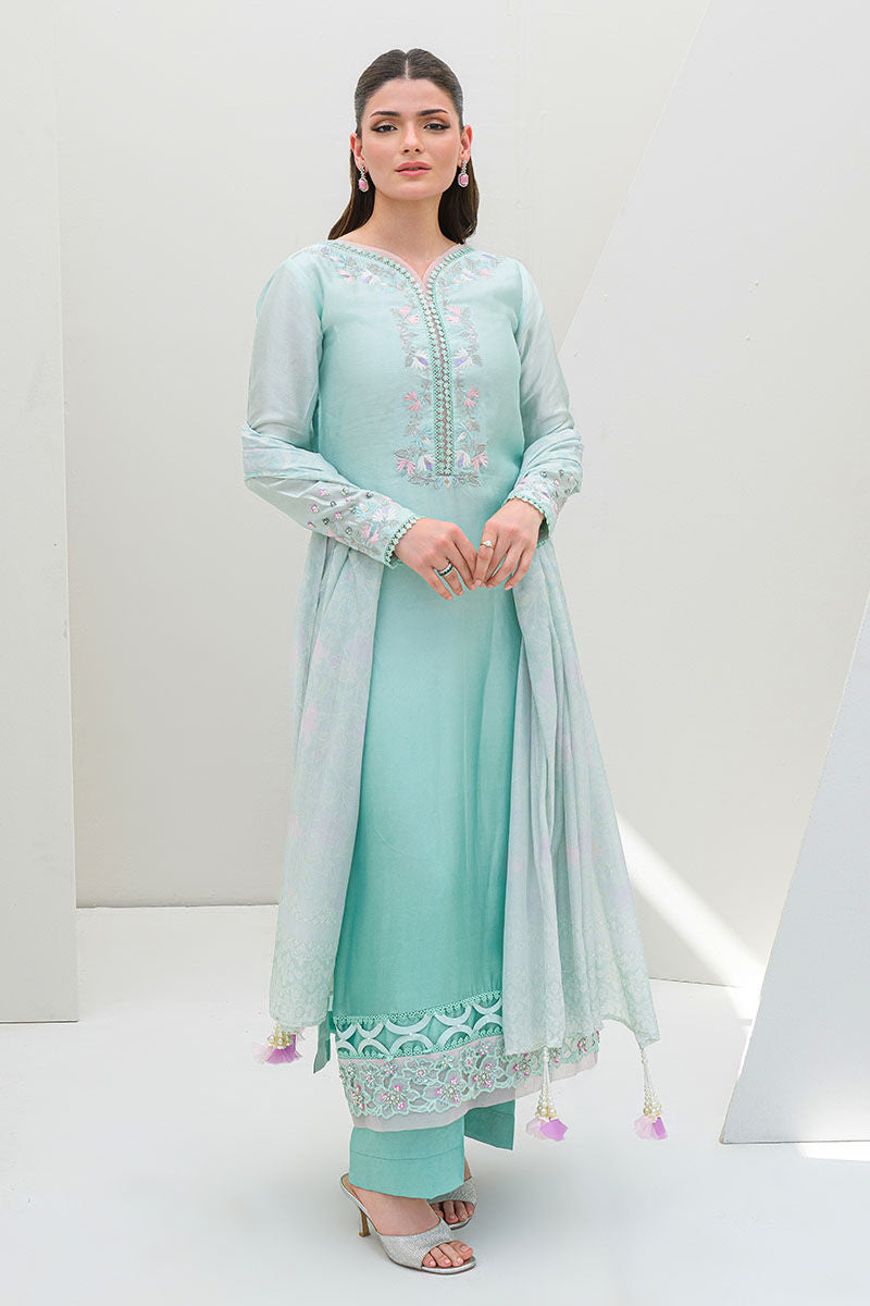 Fatima Khan | Serene Eid Luxe Pret | Minty Magic - by - Libasekhas UK - Registered Vendor of : Fatima Khan - 100% Original Designer Dresss