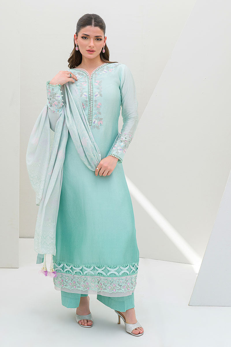 Fatima Khan | Serene Eid Luxe Pret | Minty Magic - by - Libasekhas UK - Registered Vendor of : Fatima Khan - 100% Original Designer Dresss