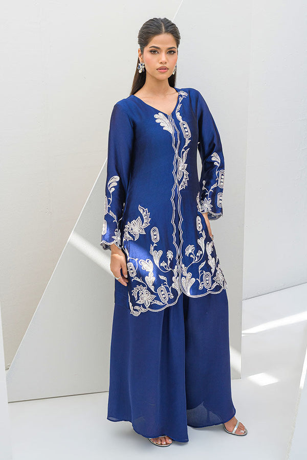 Fatima Khan | Serene Eid Luxe Pret | Blue Noir - by - Libasekhas UK - Registered Vendor of : Fatima Khan - 100% Original Designer Dresss