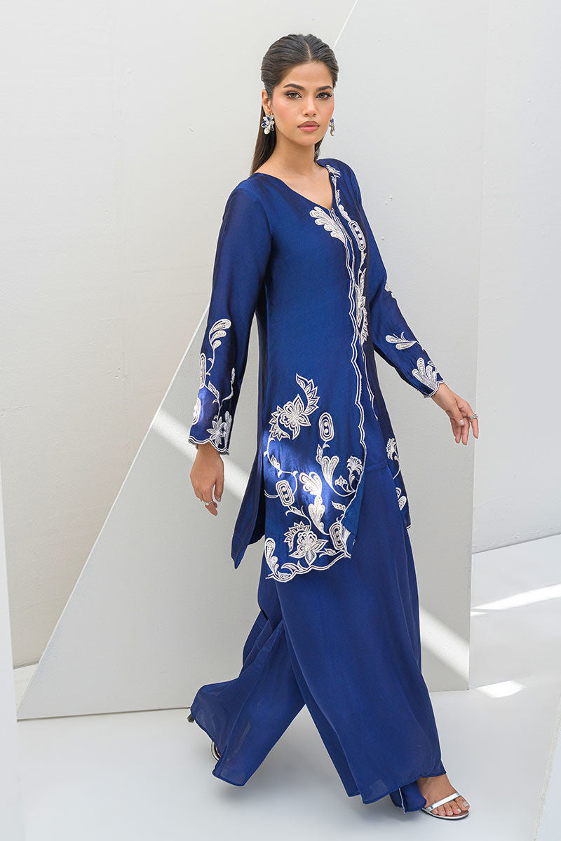Fatima Khan | Serene Eid Luxe Pret | Blue Noir - by - Libasekhas UK - Registered Vendor of : Fatima Khan - 100% Original Designer Dresss