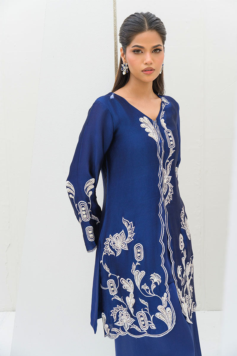 Fatima Khan | Serene Eid Luxe Pret | Blue Noir - by - Libasekhas UK - Registered Vendor of : Fatima Khan - 100% Original Designer Dresss