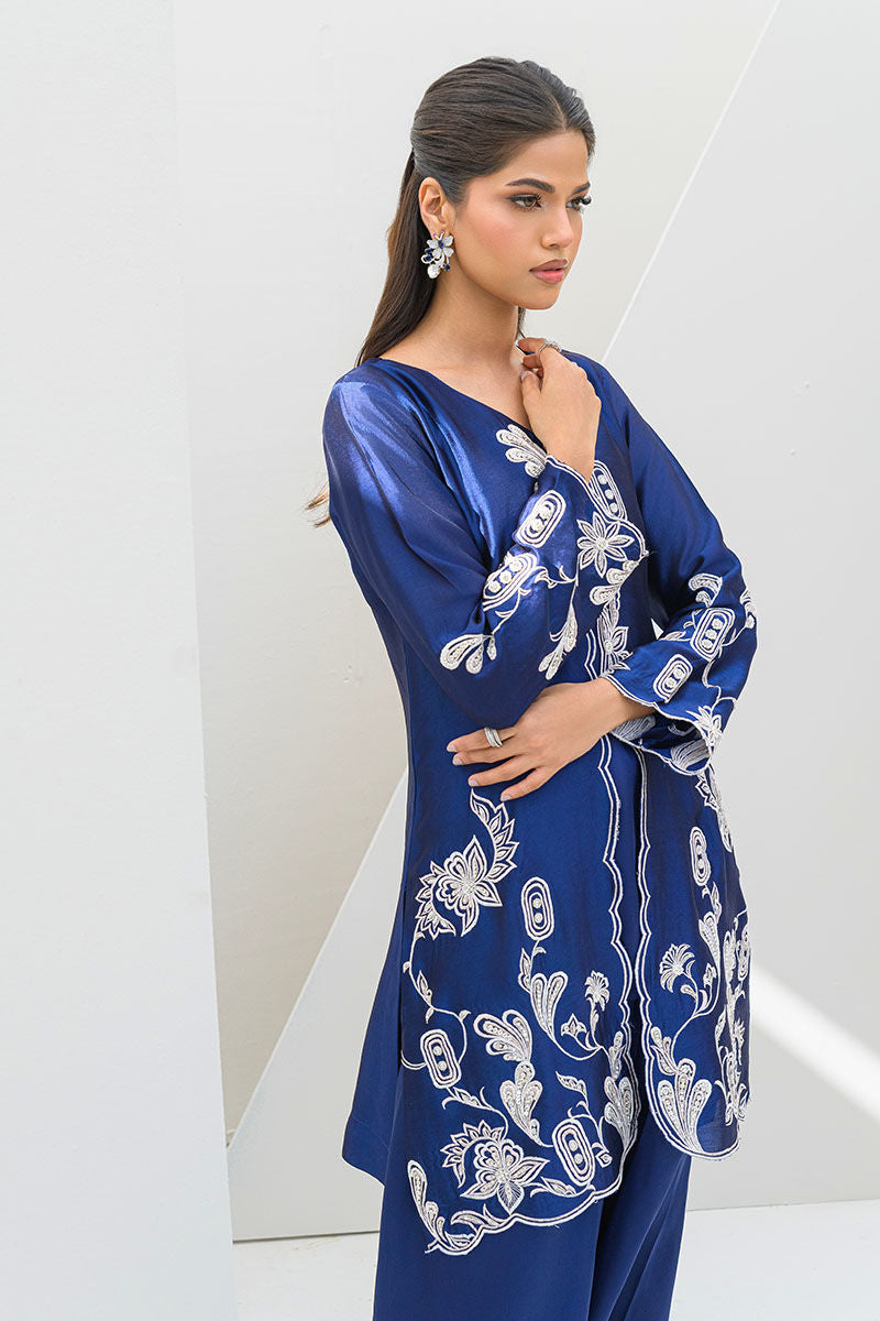 Fatima Khan | Serene Eid Luxe Pret | Blue Noir - by - Libasekhas UK - Registered Vendor of : Fatima Khan - 100% Original Designer Dresss