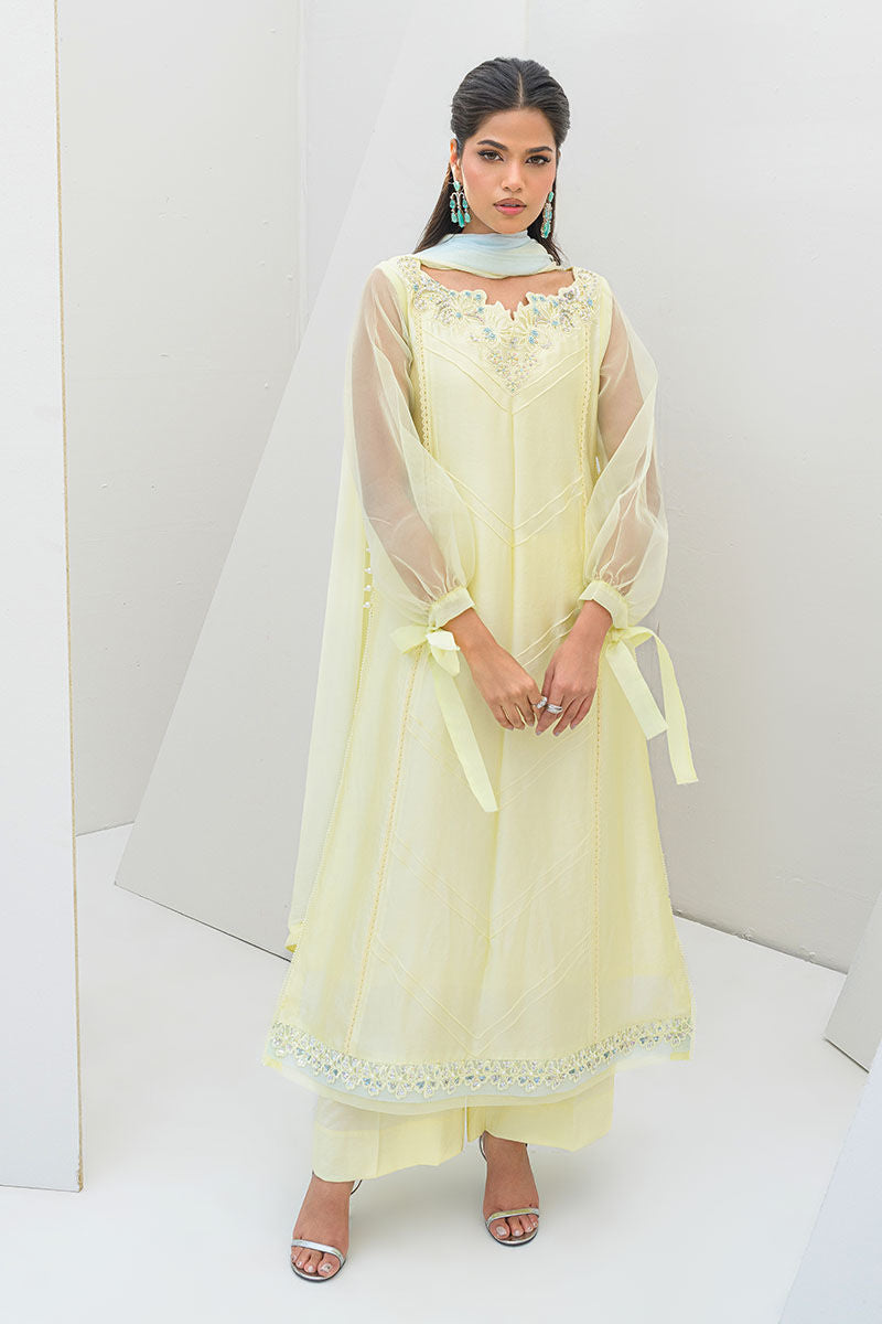 Fatima Khan | Serene Eid Luxe Pret | Lemon Love - by - Libasekhas UK - Registered Vendor of : Fatima Khan - 100% Original Designer Dresss