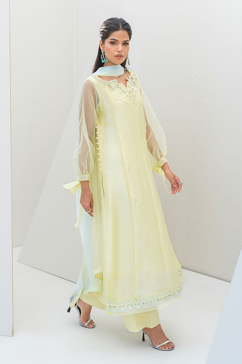 Fatima Khan | Serene Eid Luxe Pret | Lemon Love - by - Libasekhas UK - Registered Vendor of : Fatima Khan - 100% Original Designer Dresss
