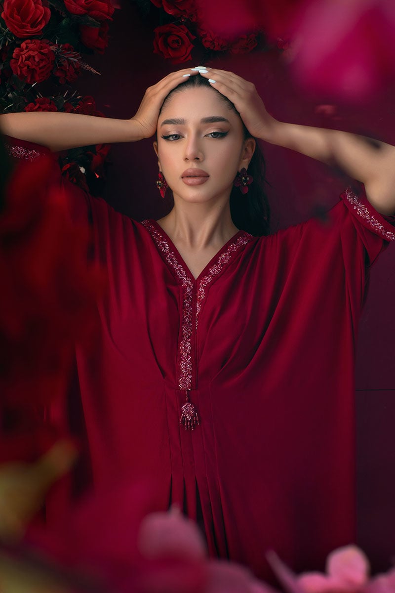 Ansab Jahangir | Summer Kaftans | SILKEN FOLIAGE - by Libasekhas UK - Registered Vendor of : Ansab Jahangir - 100% Original Designer Dress