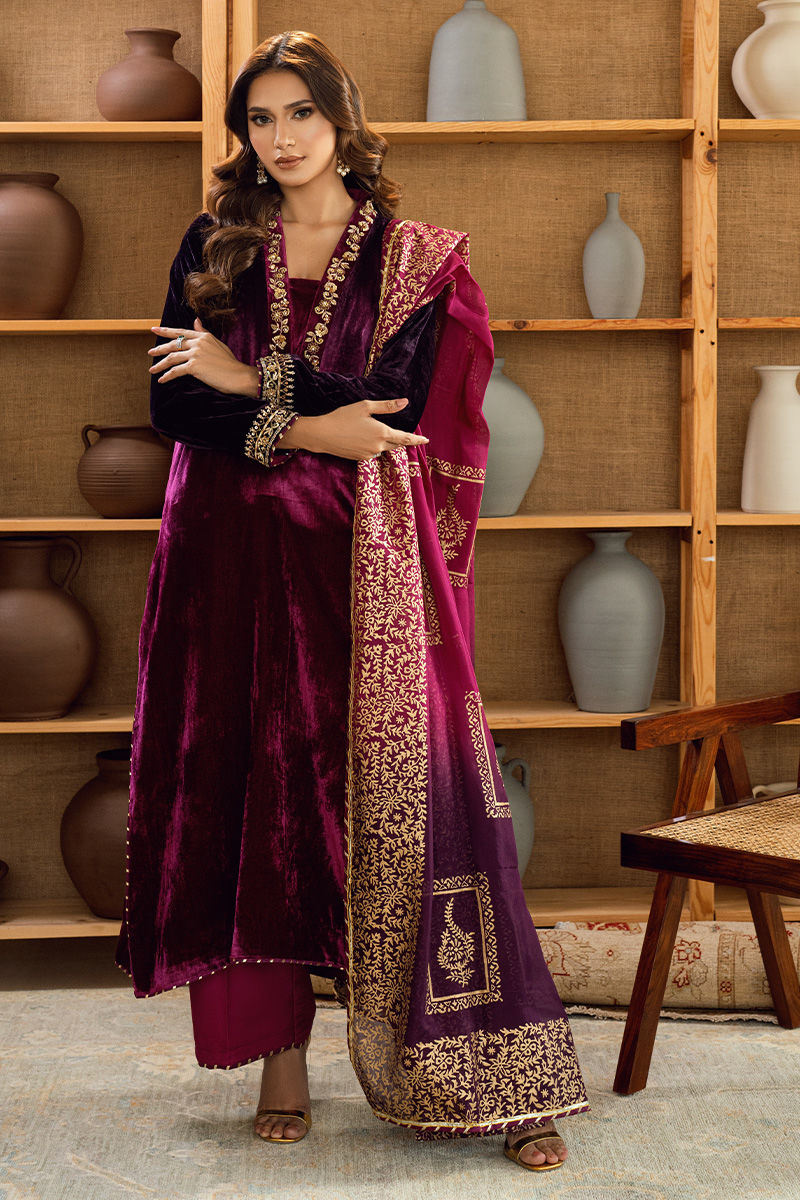 Fatima Khan | Warm Whisper Velvet 25 | Majestic Garnet - by Libasekhas UK - Registered Vendor of : Farasha - 100% Original Designer Dress