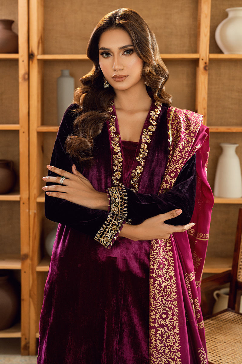Fatima Khan | Warm Whisper Velvet 25 | Majestic Garnet - by Libasekhas UK - Registered Vendor of : Farasha - 100% Original Designer Dress