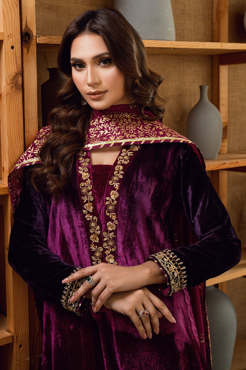 Fatima Khan | Warm Whisper Velvet 25 | Majestic Garnet - by Libasekhas UK - Registered Vendor of : Farasha - 100% Original Designer Dress