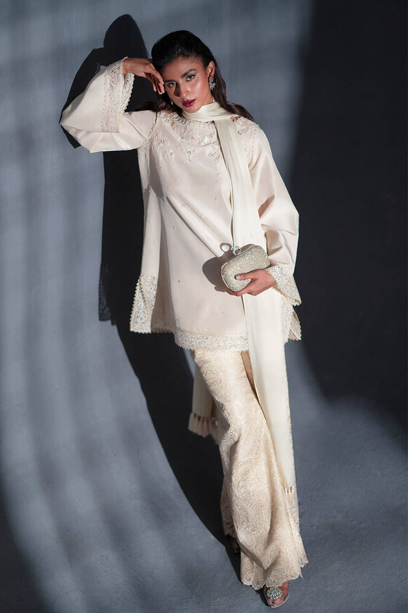 MNR | Chai Coffee Luxury Pret | Saffron Pearl - by - Libasekhas UK - Registered Vendor of : MNR - 100% Original Designer Dresss