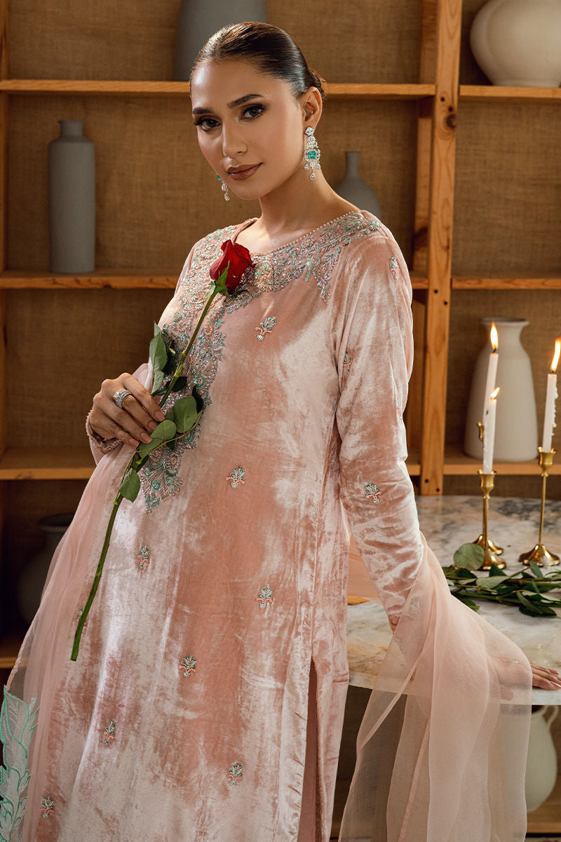 Fatima Khan | Warm Whisper Velvet 25 | Rose Whisper - by Libasekhas UK - Registered Vendor of : Fatima Khan - 100% Original Designer Dress